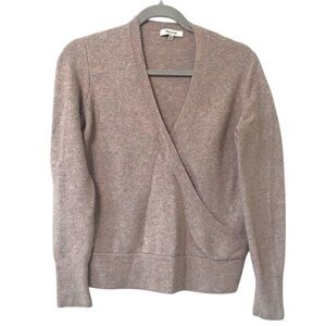 Madewell Faux Wrap Coziest Yarn Pullover Heather Boysenberry V Neckline Sweater